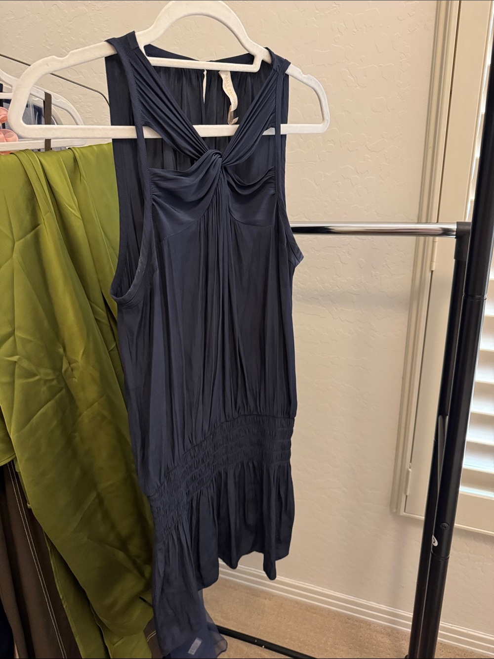 Ramy Brook Navy One-Shoulder Twist-Back Dress